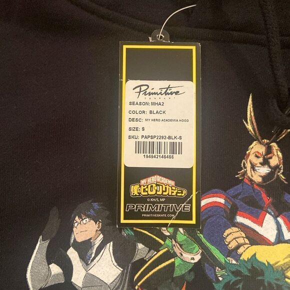 NWT My Hero Academy,Primitive sweatshirt black pocket in the front, comfy -small - Picture 5 of 11